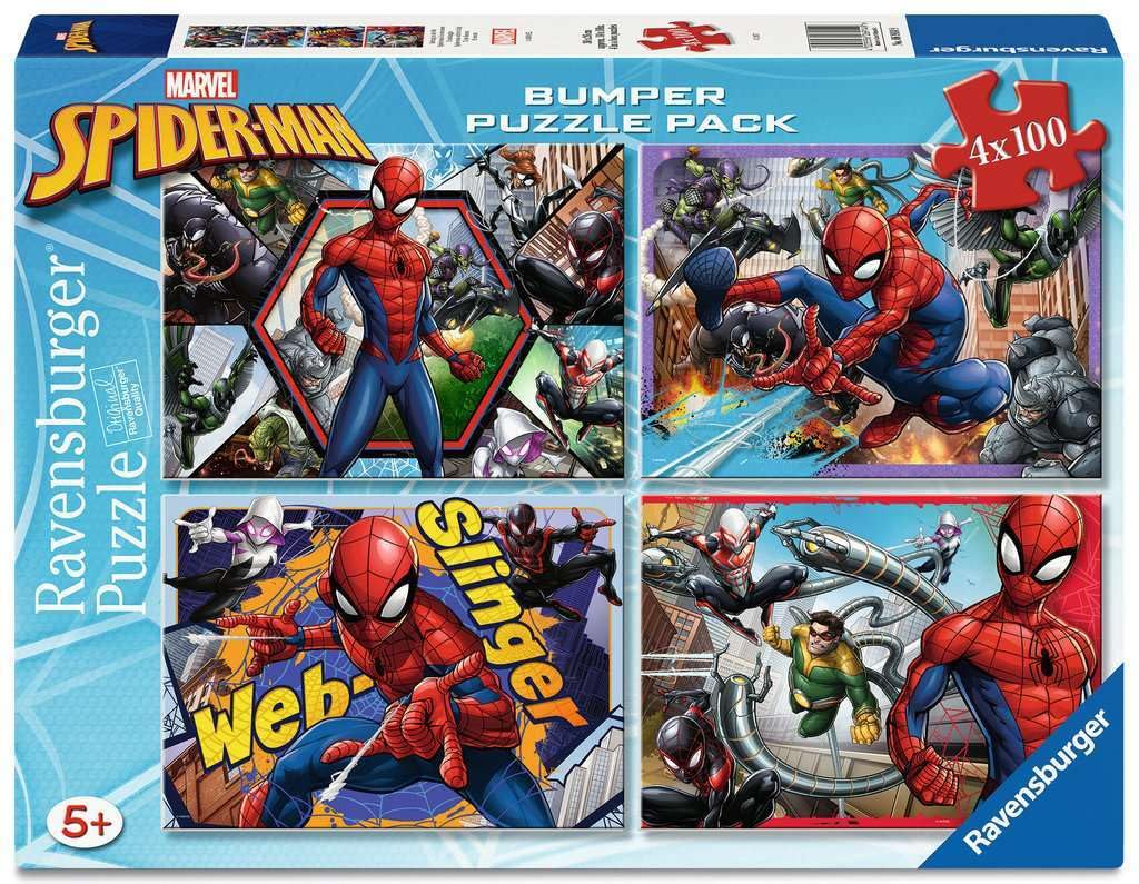 Ravensburger 6914 Spider-Man Puzzle 4 x 100 Pieces Bumper Pack, Spiderman, Multicoloured