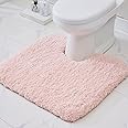 Disolla Pink Toilet Rug 22x24 Non Slip Fluffy Toilet Floor Mat U Shaped Washable Bathroom Contour Rug for Toilet Absorbent Thick Toilet Carpet