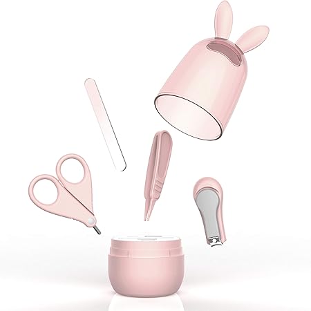 Amazon Co Jp 爪切り 赤ちゃん 爪切りセット 新生児 お鼻ケアのピンセット付き ベビーケア 赤ちゃんの爪やすり 赤ちゃんの爪切り ポータブルうさぎケース付き ピンク ドラッグストア