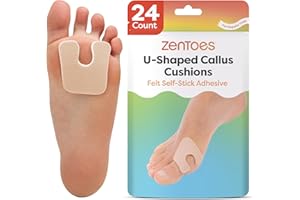 ZenToes U-Shaped Felt Callus Pads | Protect Calluses from Rubbing on Shoes | Reduce Foot and Heel Pain | Pack of 24 | 1/8” Self-Stick Pedi Cushions