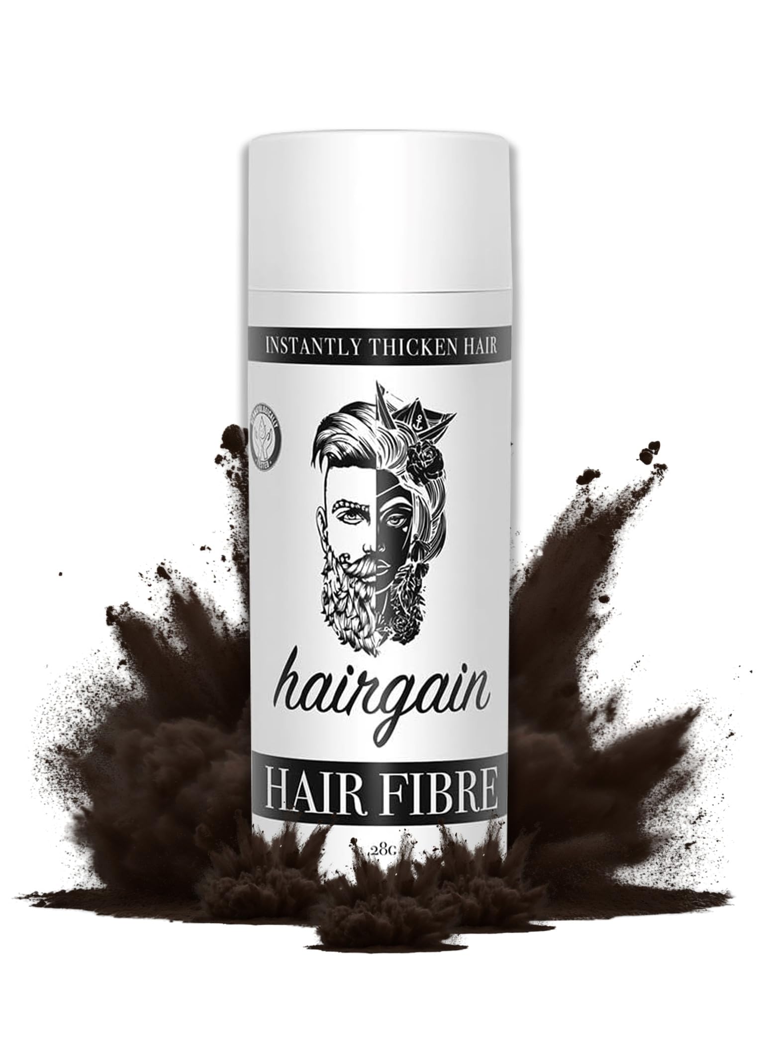 HAIRGAIN HAIR FIBRE for Thinning Hair Undetectable & Natural - 28g Bottle - Conceals Hair Loss Instantly - Hair Building Fibre Thickener & Topper for Fine Hair for Men & Women (Dark Brown)