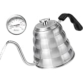 Tea Kettle For Stovetop,Gooseneck Pour Over Kettle,Thermometer,40oz,Silver | Tea Kettle,Stainless Steel Induction Stove Top Kettle,Coffee pot,1.2L,1.3QT