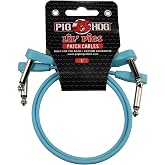 Pig Hog Lil Pigs 1 ft Low Profile Patch Cables 2 Pack, Daphne Blue