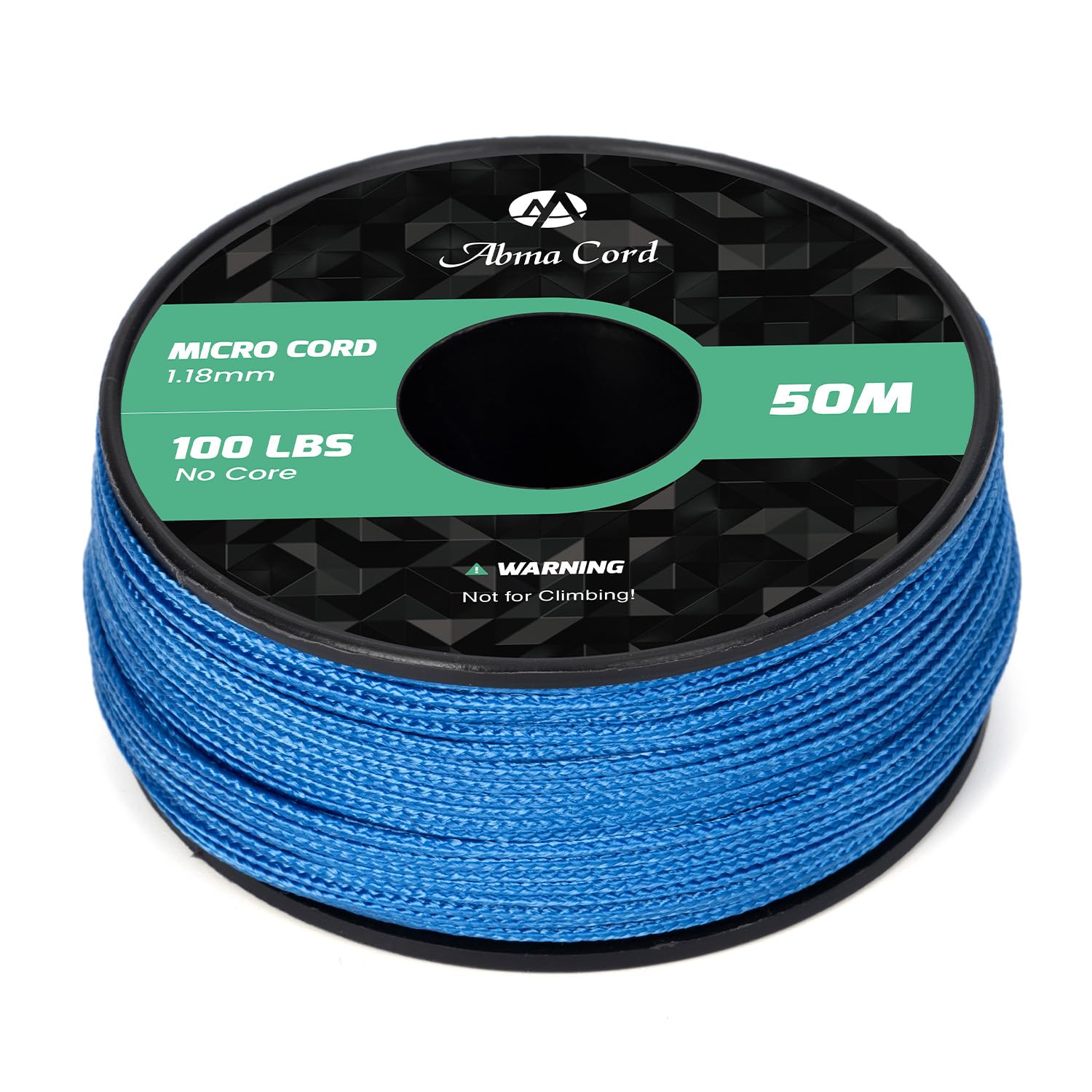Abma Cord Micro Cord 1.18mm Paracord 50M Spool Utility Cord Braided Cord - Max. 45kg (100lbs) - Dark Blue