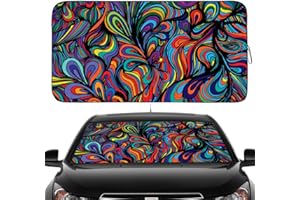 Gven Windshield Shade, Car Sun Shade for Front Windshield Funny Car Eyes Sunshades Sun Visor Protector Blocks UV Rays Foldable 210T Keep Your Vehicle Cool (Abstract, Standard)