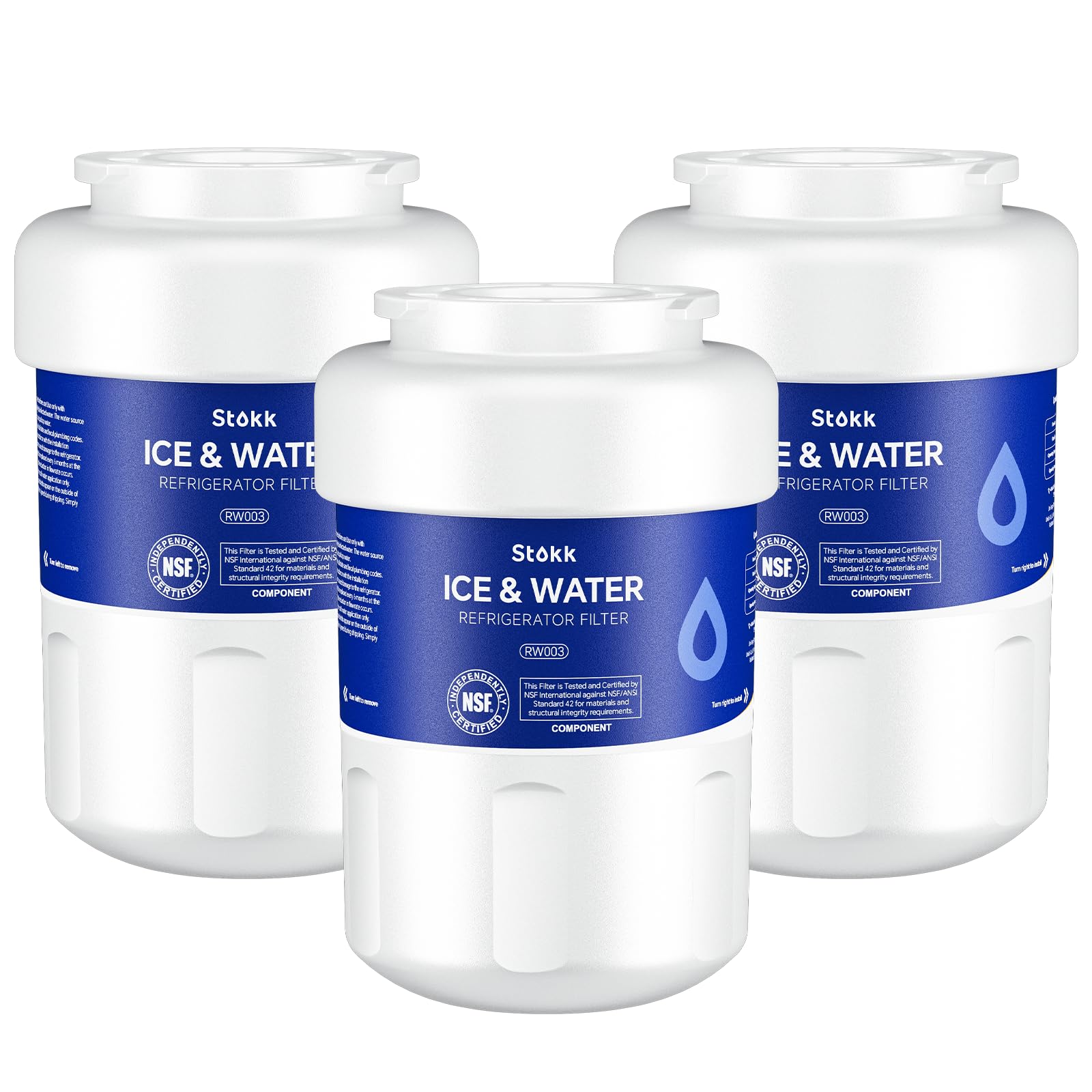 Photo 1 of Stokk Replacement GE MWF Refrigerator Water Filters, Compatible with SmartWater MWFP, MWFA, GWF, HDX FMG-1, Replace Every 6 Months, Kenmore 9991, 3 Pack, RW003