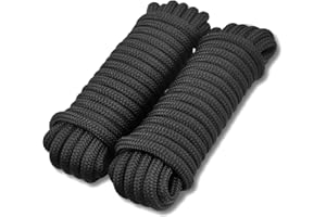 TETHER TITE TetherTite 5/8" x30' Dock Line, Marine-Grade Double-Braided Nylon Dock Line with 15" Eyelet, Hi-Quality Pre-Shrunk & Heat Stabilized Boat Docking Rope Mooring Line - 2 Pack Black