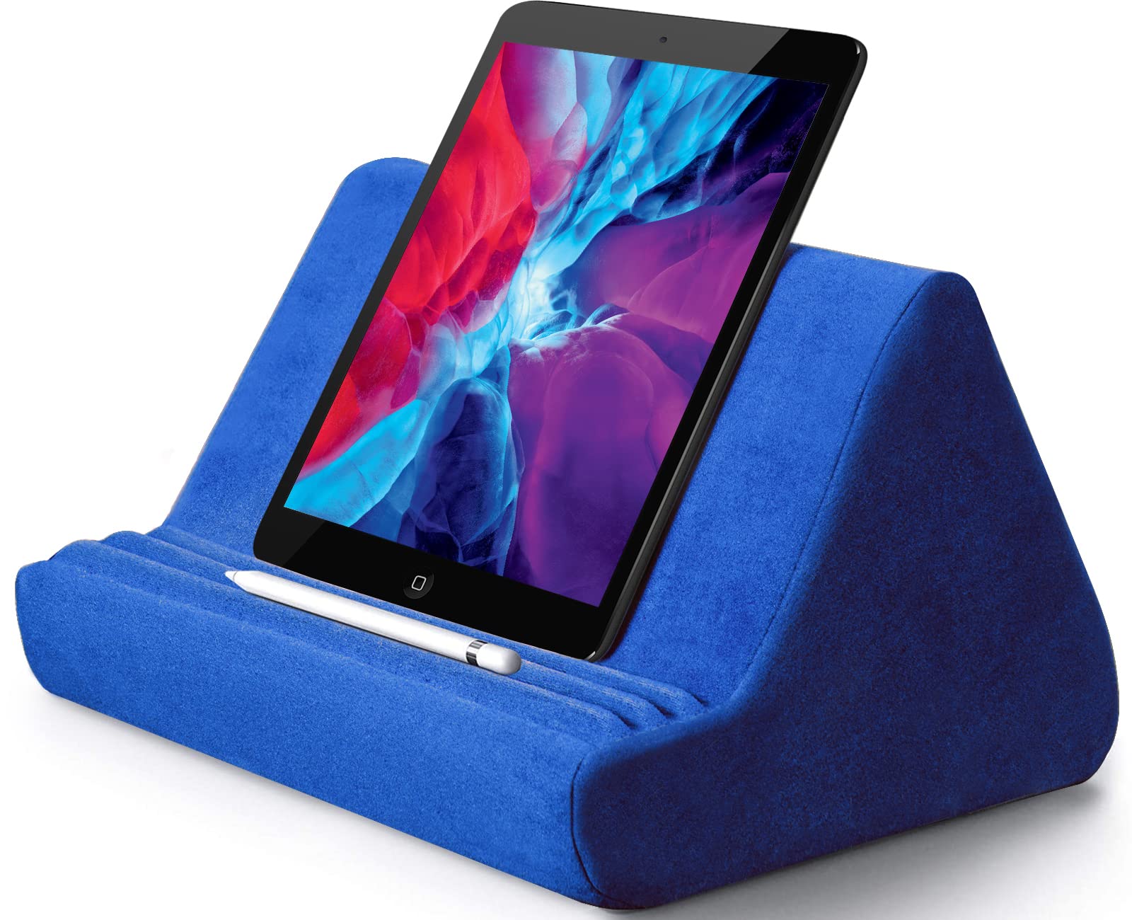 Ycxydr Soft Tablet Stand PillowPocket,Tablet Cushion StandAdjustable 3 Viewing Angle,ipad holder Bed Sofa,CompatibleiPads Tablets Kindle, Galaxy Tab eReaders Smartphones Books (Blue)