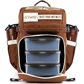 WOLFpak 35L Tactical Backpack w/Meal Prep Management Kit (Mocha Brown) | Meal Prep Kit Included, Built-In Cooler Compartment, Dual Shaker Holders, 16" Laptop Sleeve, Trolley Sleeve