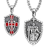 Hantuorui Knights Templar Cross Necklace - 925 Sterling Silver Templar Cross Pendant - Catholic Jewelry Gifts for Men