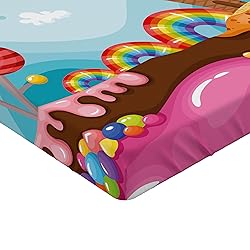 Ambesonne Ice Cream Fitted Sheet Set, Dessert Land