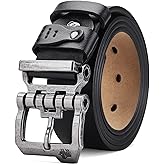 BISON DENIM Men's Belts Leather Dress Genuine Leather Classic Heavy Duty Buckle Belt Casual for Jeans