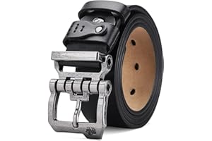 BISON DENIM Men's Belts Leather Dress Genuine Leather Classic Heavy Duty Buckle Belt Casual for Jeans