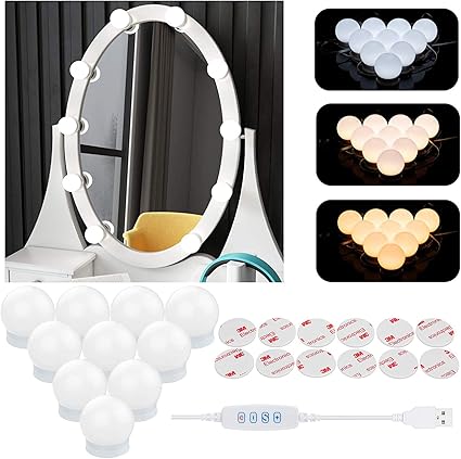 luces para espejo maquillaje sendowtek kit de 10 bombillas led luz de espejo de tocador estilo hollywood lamparas para espejo del bano bombillas de