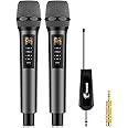 TONOR Wireless Microphones with Treble/Bass/Echo, Dual Dynamic Handheld Singing Mic with Receiver for Wedding Karaoke Machine PA System Speaker Amp Mixer, 30 UHF Adjustable Frequencies, 200ft TW525