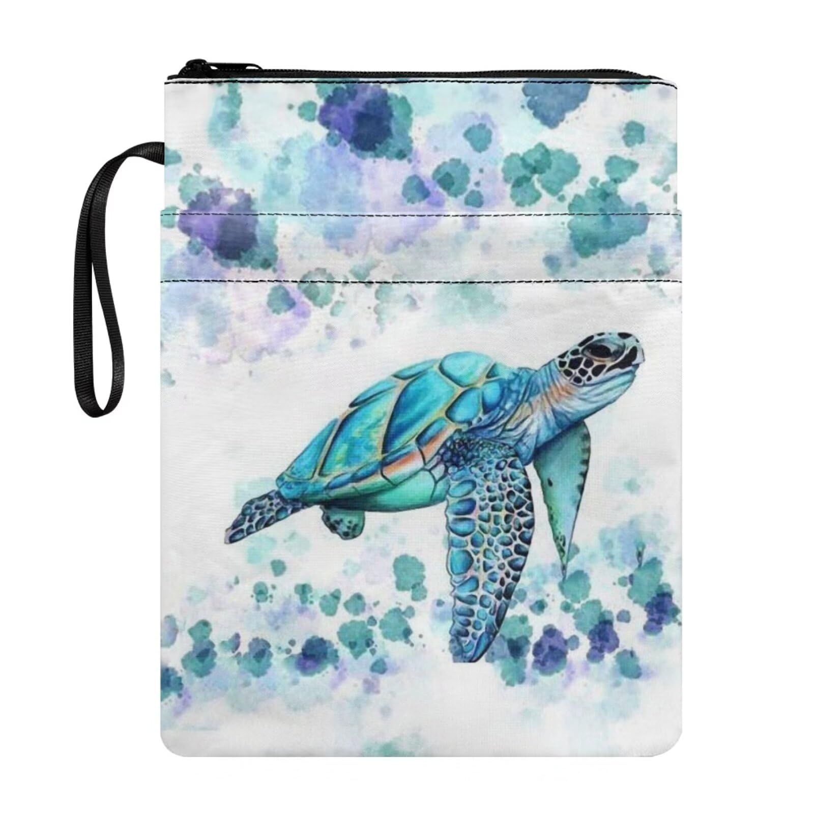 Chaqlin Blue Sea Turtle Organizer Pouch for Hardcover Paperback - Kids School Bags With Zipper Pocket - Boys Girls Book Sleeve Reading Cover Case