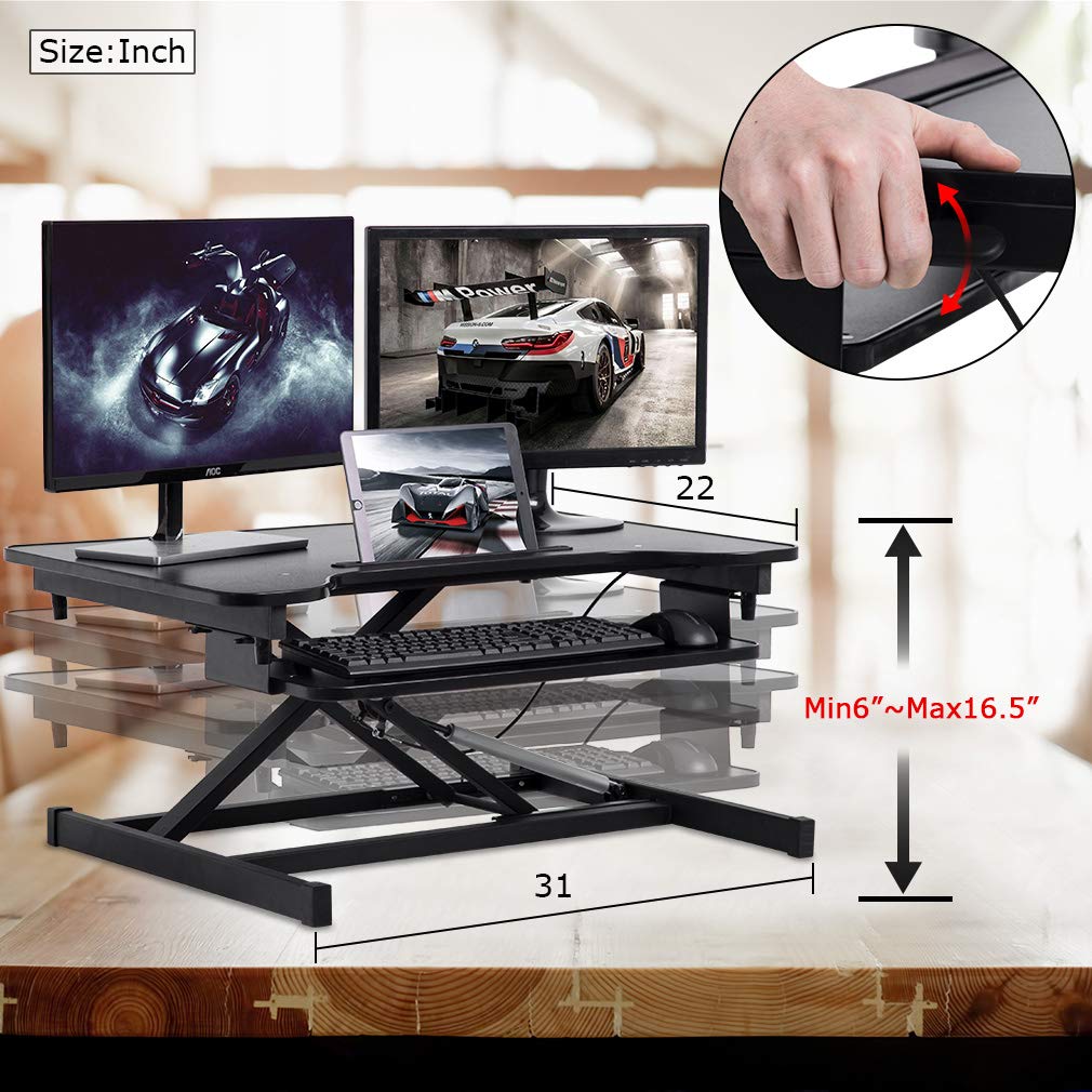 FDW Adjustable Height 32 Inches Steel Standing Desk Coverter Stand Up 