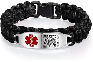 Theluckytag Medical Bracelets for Sport Men Women with QR Code Medical Alert ID Bracelets - Nylon Waterproof Wristband Fits Wrists Up to 7 inches - More Space Custom Emergency Med ID Alert Info