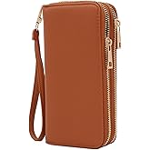 FashionPuzzle Double Zip Around PU Leather Wristlet Cell Phone Wallet | Double Zip, Around