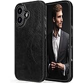 LOHASIC Compatible with iPhone 17 Case, 6.3" 2025 Luxury Vegan Leather Soft Grip Shockproof Full Body Protective Back Rugged Phone Cover Cases for iPhone 17 New, Black
