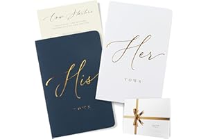 ARTESORI Wedding Vow Book for Her & Him, Soft Touch, Gold Foil Engraving, 28 Lined Pages, Wedding Vow Books His and Hers, Wedding Essentials, Wedding Registry Ideas, His and Hers Gifts (White & Navy)