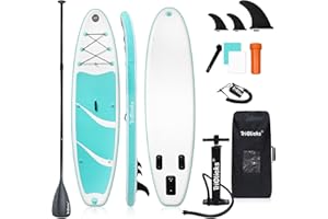Triclicks 10' Inflatable Stand Up Paddle Board, Ultra-Light Wide Yoga Board for All Skill Levels with Premium SUP Paddleboard Accessories, 84L Waterproof Bag, Non-Slip Comfort Deck for Youth & Adults