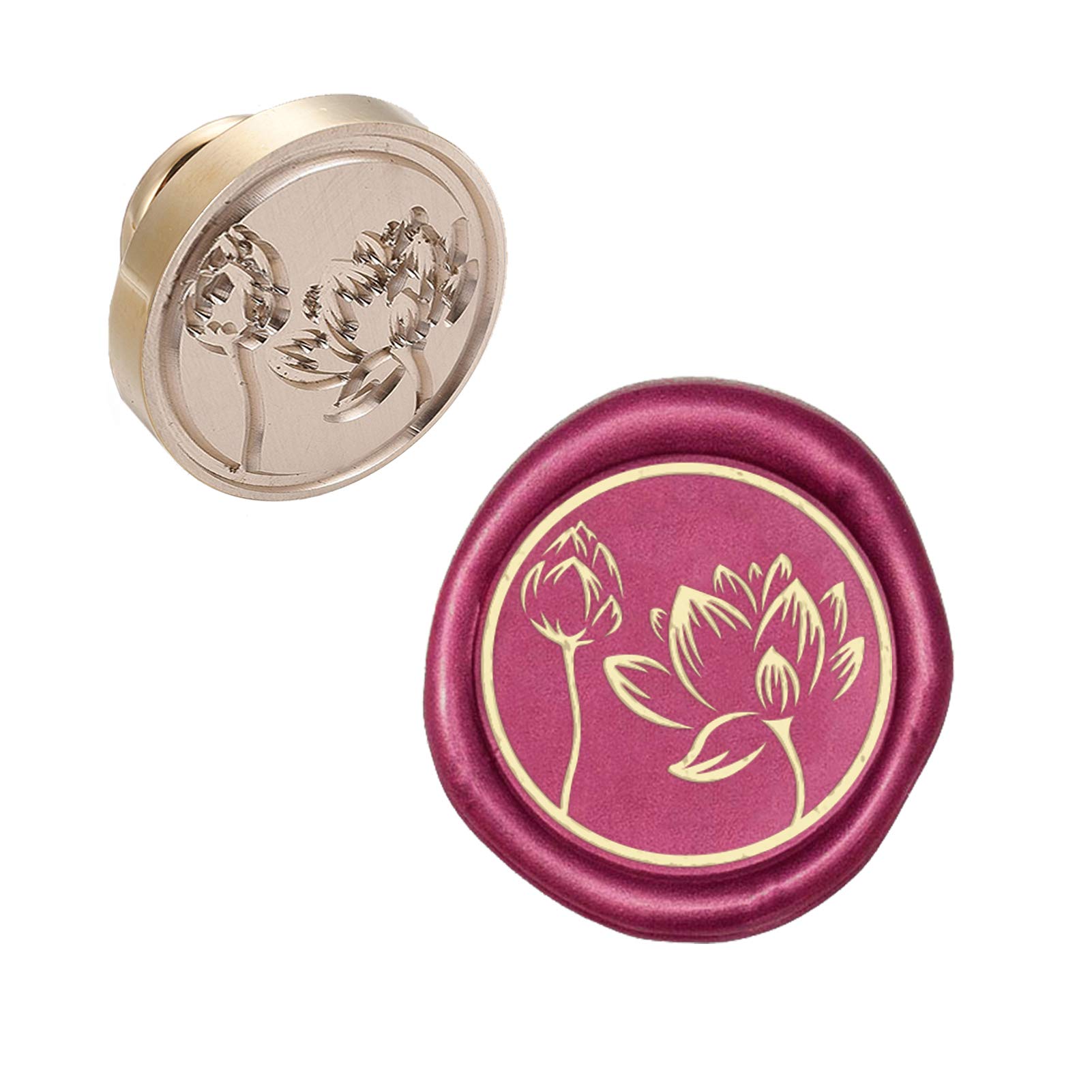 CRASPIRE Wax Seal Stamp Head Lotus Removable Sealing Brass Stamp Head for Creative Gift Envelopes Invitations Cards Wine Bottle Decoration
