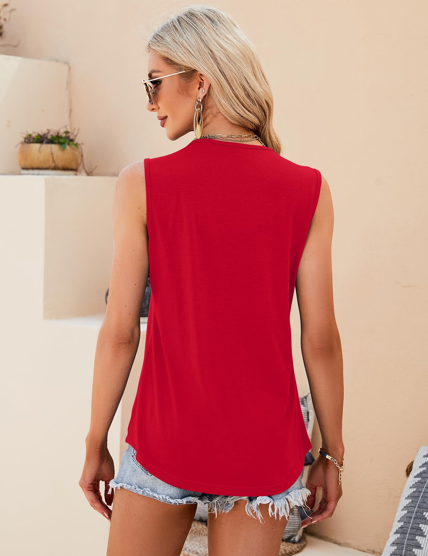 KTILG Scoop Neck Tank Tops for Women Casual Spring