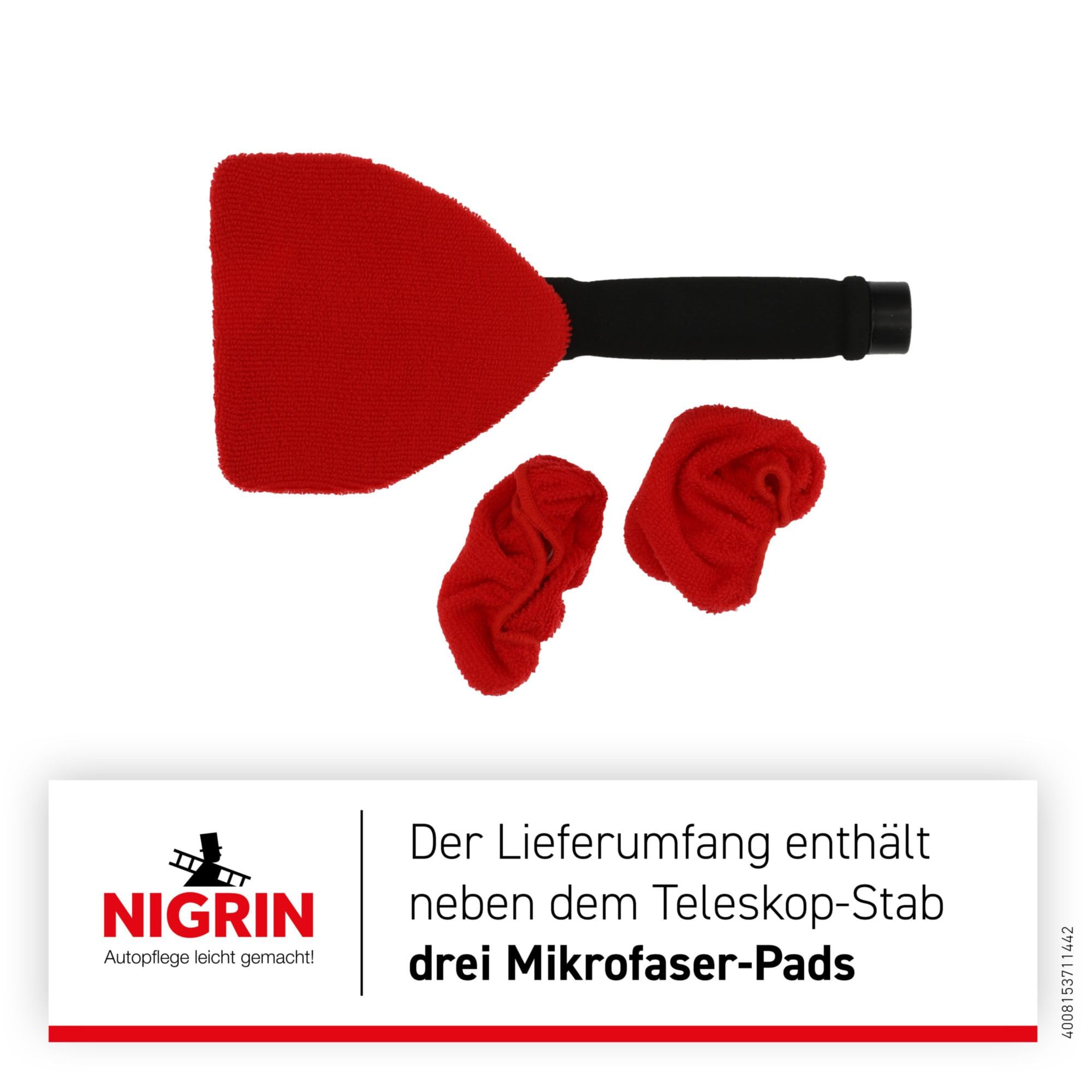 NIGRIN Scheiben-Innenreiniger, mit Teleskop-Griff, inklusive waschbaren und wiederverwendbaren Mikrofaserpads 6