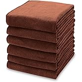 kimteny 13x28 Inches Kitchen Cloth Dish Towels, 400 GSM Premium Dishcloths, Super Absorbent Coral Velvet Microfiber Cleaning Cloths, Fast Drying Rags for Washing Dishes (6 Pack, Brown)