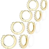 Gokeey Small Gold Huggie Hoop Earrings for Women, Dainty 14K Gold Plated Cartilage Helix Tragus Hoop Earrings Set for Multiple Piercing,Cute Mini Hypoallergenic Waterproof Earring for Jewelry Gifts