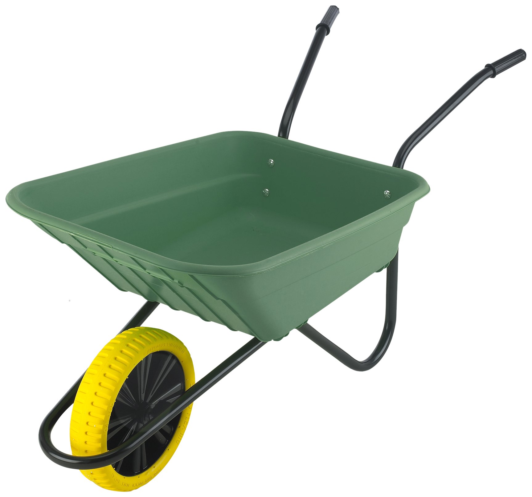 Walsall Wheelbarrows 90Ltr Shire Plastic Green Wheelbarrow Barrow in a Box, Green - Puncture Proof Wheel