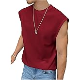 OYOANGLE Men's Letter Textured Sleeveless Muscle Gym T Shirts Crew Neck Tank Tops Workout Athletic Casual Shirts