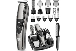 SHPAVVER Beard Trimmer for Men: 16-in-1 Upgraded Rechargeable Hair Clippers with LED Display - IPX7 Waterproof Electric Shave