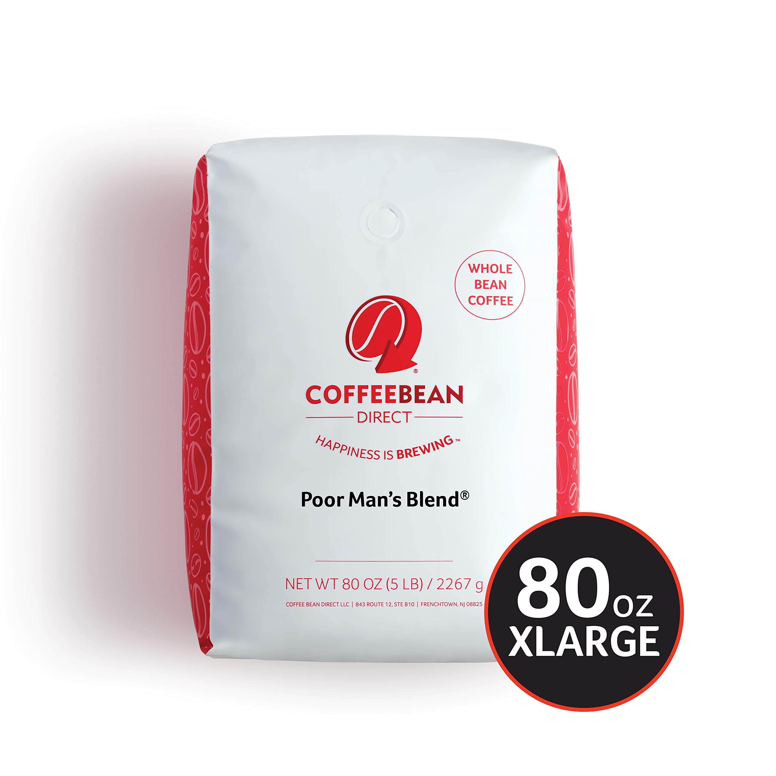 Coffee Bean Direct Poor Man's Blend Coffee, Medium Roast, Whole Bean, 5