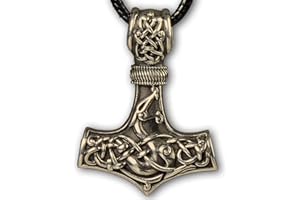Baldur Jewelry - Viking Thors Hammer Necklace Pendant - Dragon Mjölnir Thor Pendant Necklace Protective Amulet - Thor Necklace - Thor Gifts for Men - Viking Necklace for Men