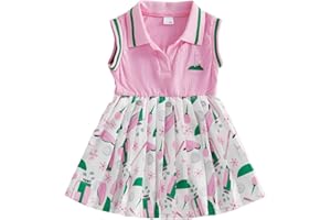 Mialoley Toddler Golf Outfit Baby Girl Baseball Dress Half Button Lapel Neck Short Sleeve Pleated 1st Birthday Summer Dresses