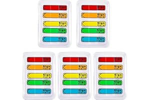 ZILAMGOO 5 Pack 500 Pcs Sign Here Sticky Tabs, Multicolor Sign and Date Post It Flags, Signature Tabs, Initial Here Post It Flags, for Notary, Office, Books, Documents (500pcs)