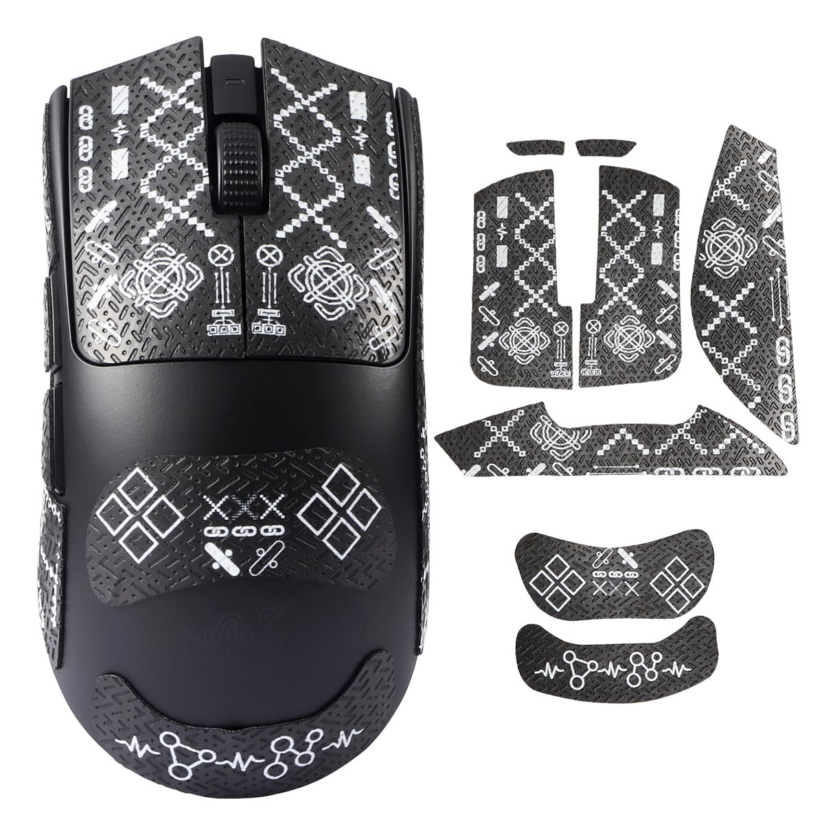 immoenuc Mouse Grip Tape Stickers for Razer Viper V3 Pro Mouse Anti Slip Skin Self-Adhesive,Pre-Cut,Sweat-Resistant Game Mouse Accessories Compatible with Viper V3 Pro SE（Printing Pattern）