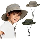 Durio 2-Pack Kids Sun Hat - UPF 50+ Wide Brim Sun Protection Bucket Hat for Boys Girls, Breathable Adjustable Outdoor Hats