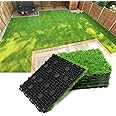 PROGOAL Artificial Grass Turf Tile Fake Grass Flooring Mat Interlocking Self-draining 12''x12'', 1.7'' Height (1.38in Grass)