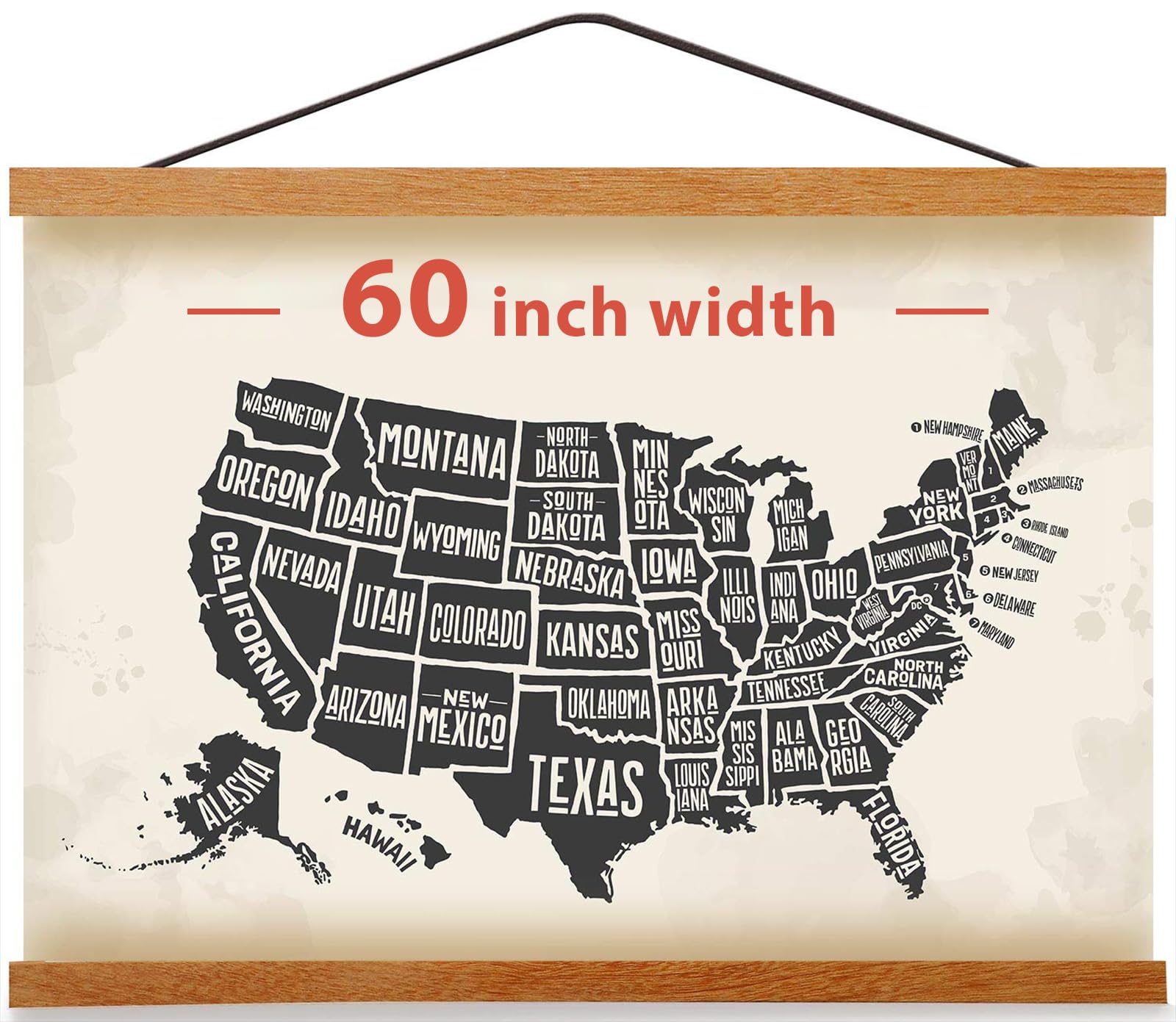 Photo 1 of Magnetic Poster Hanger Frame for 60x40 60x30 60x80 Movie Music Posters Wall Art,Teak Wood Picture Frames for Large Canvas Diamond Map Decor, Living Room Calendar Banner Tapestry Photo Hanging Stand