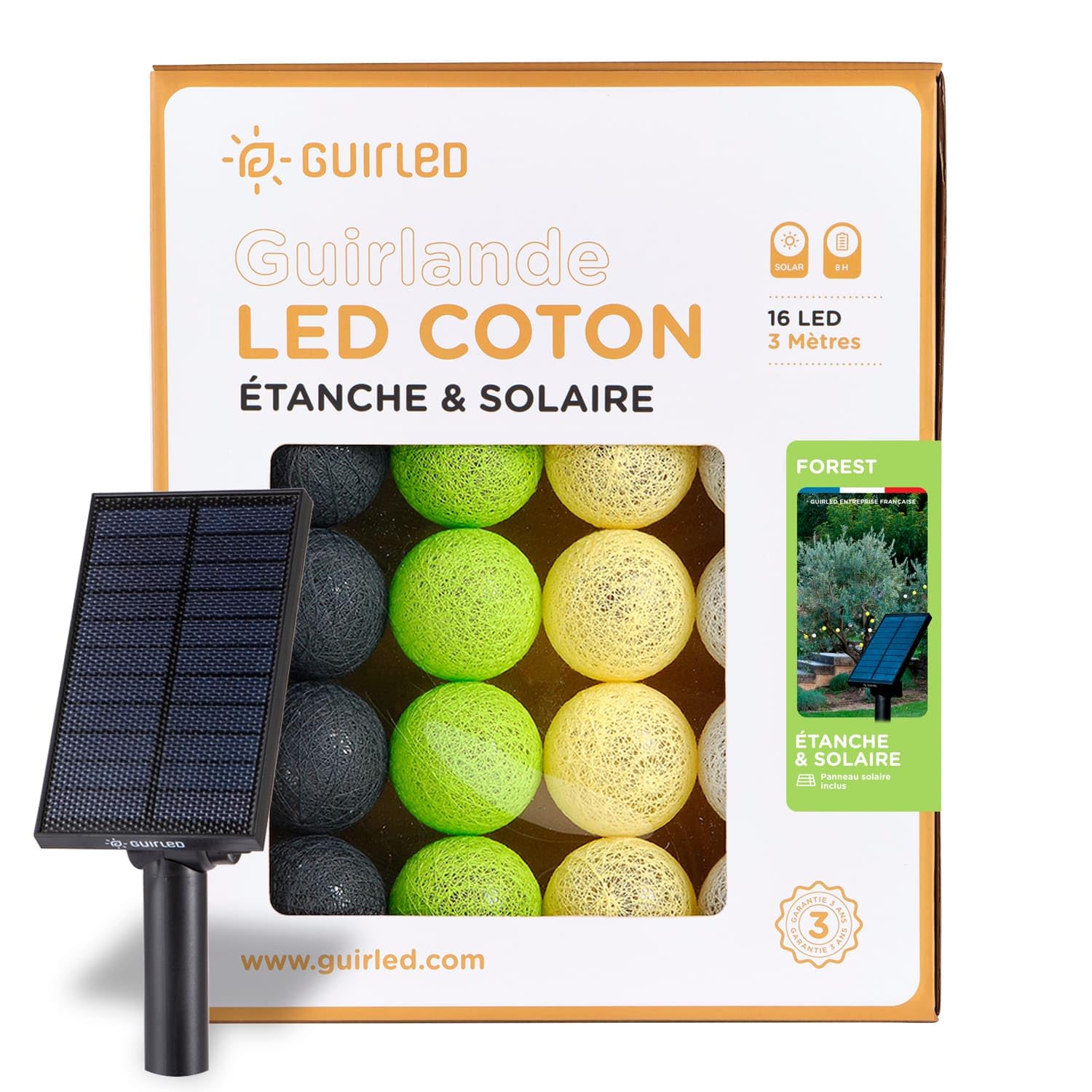 GuirLED LED Outdoor Ball String Lights - Waterproof IP65 - High Efficiency Solar Panel - Automatic On/Off - Forest — image 1