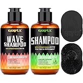 12 FL OZ Wash Shampoo for Black Men - 360 Waves Shampoo for Men Hydration Enhance Shampoos Biotin Hair Growth Shampoos with Wave Comb Hair Brush- Strengthens Hair Promote Growth Nourishes (2 scents)