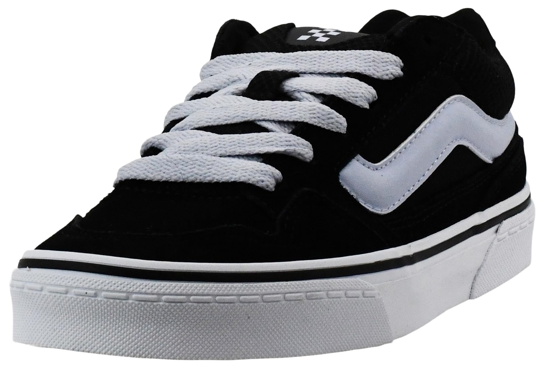 Vans Women's Caldrone Sneaker, Suede/Mesh Black/Light Blue, 9 M US Image