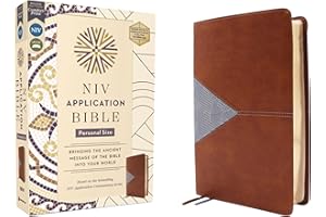 NIV Application Bible, Personal Size, Leathersoft, Brown/Blue, Red Letter, Comfort Print: Bringing the Ancient Message of the