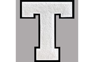 SOYCEV 4.5" Varsity Letter Patches Chenille Iron on Letters Large Letterman Jacket Patches for Clothing/Jacket/Varsity/Bag (White, T)