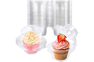 NPLUX Plastic Individual Cupcake Containers Disposable Clear Single Cupcake Container for Bake Sale Birthday Party(50 Pack)