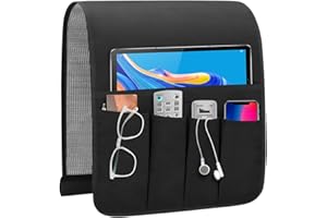 WETRBWEH Non-slip Couch Organizer Armchair Caddy, Oxford TV Remote Control Holder Bedside Caddy with 5 Pockets for Key Glasses Phone Magazine Holders.