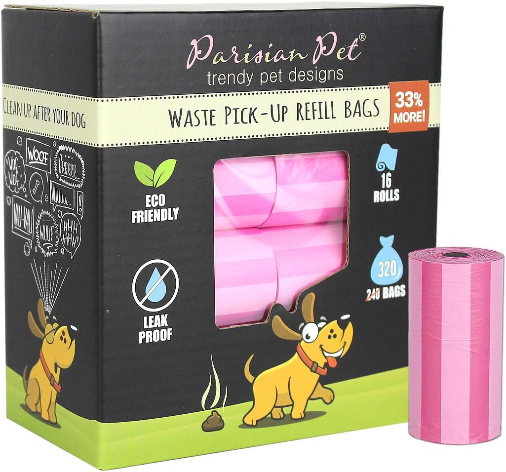 Parisian Pet Dog Poop Bags for Dogs – Refills Rolls of Doggie Bags for Poop – Unscented Dog Poop Bag – Eco-Friendly Pickup Pet Waste Bags
